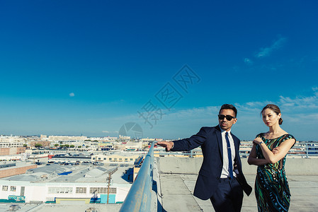 美国加利福尼亚州洛杉矶屋顶露台观景城市生活高清图片素材