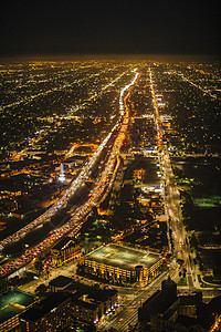 美国加利福尼亚州洛杉矶市航拍夜景图片