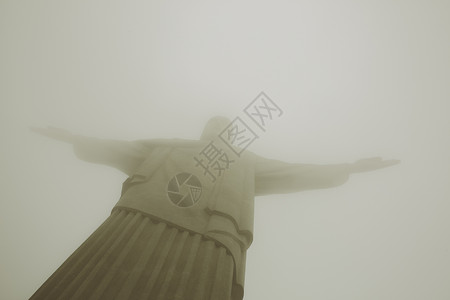 巴西里约热内卢科瓦多雾中的基督救赎者雕像图片