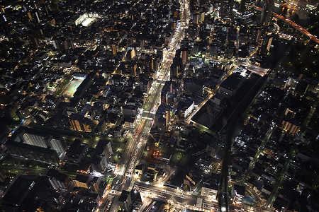 夜间俯拍日本东京城市风景图片