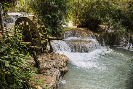 老挝LuangPrabang宽西瀑布高清图片