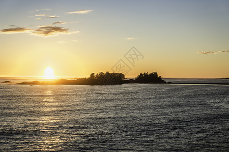 觉华岛海平线日落环太洋公园加拿大不列颠哥伦比亚省温华岛背景