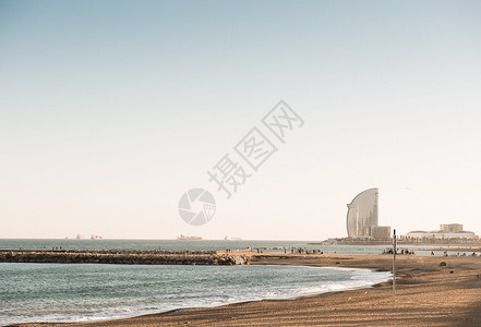 西班牙巴塞罗那海滩和岸线图片