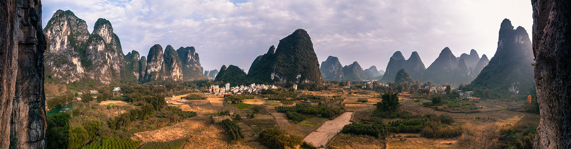 广西阳朔桂林糖饼全景图背景图片