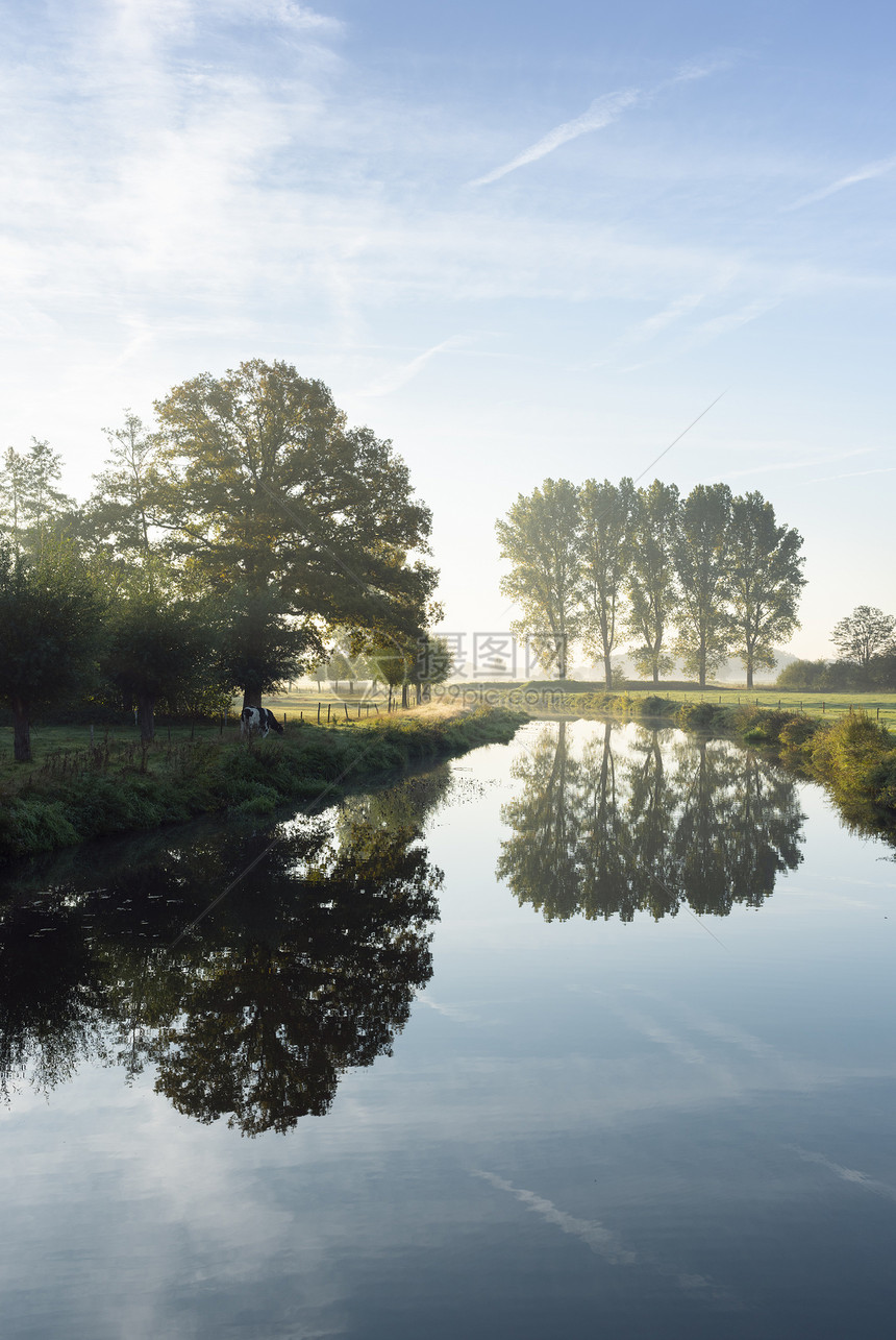荷兰清晨阳光下的河口马克图片