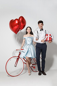 礼物气球爱心新生活红色东亚浪漫情侣背景