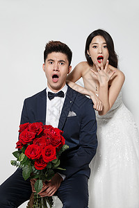 红玫瑰花时尚浪漫婚纱情侣高清图片