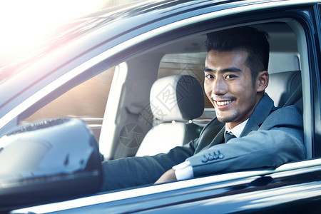 青年商务男性驾车亚洲高清图片素材