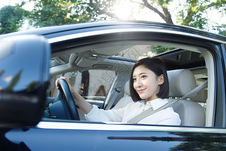 青年女人开车舒适高清图片素材