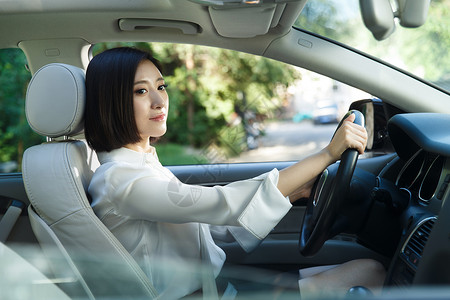 青年女人开车交通工具高清图片素材