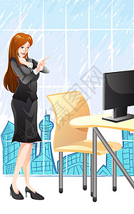 卡通电话素材商务女人插画背景