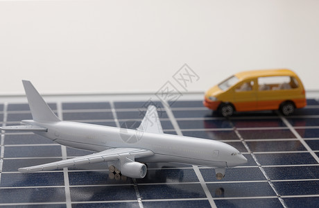 资源安全节约太阳能电池板能源汽车飞机模型太阳能板背景