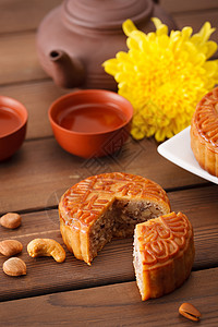食品雕刻中秋节各个口味的美味月饼背景