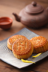 中秋文字设计传统古典月饼静物背景