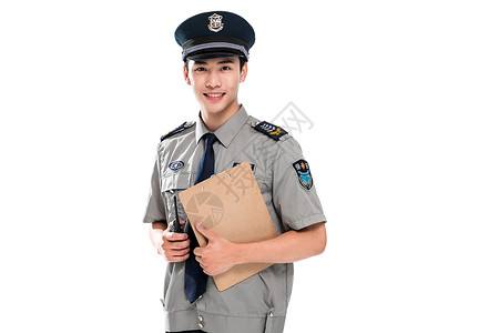 男警察活力青年男人精力年轻男保安在工作背景