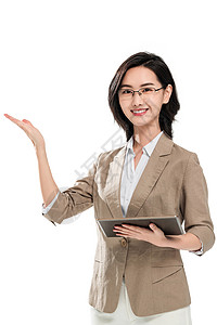 网络远程教育学习辅导教育青年女教师拿着平板电脑背景