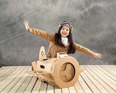 灰色纸飞机驾驶纸飞机的快乐儿童背景