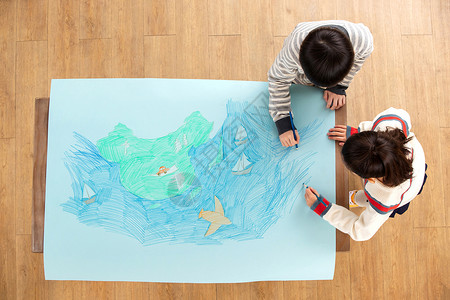 绘画大海快乐儿童一起绘画背景