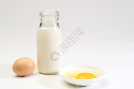 牛奶瓶营养早餐鸡蛋和牛奶背景