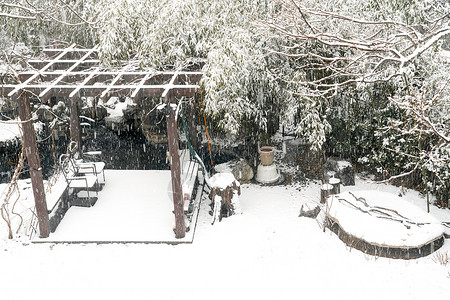 立冬二十四节气环境大雪后的景象花园高清图片素材