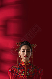 思考人生漂亮的中式新娘背景