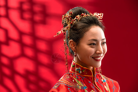 中式古典窗户漂亮的中式新娘背景