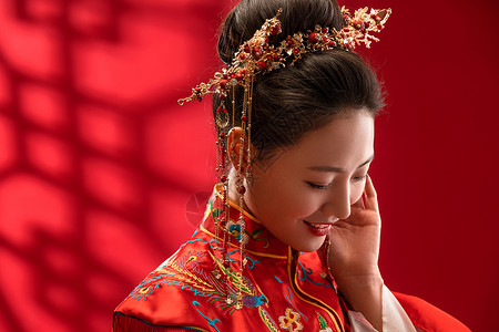 中式古典窗户漂亮的中式新娘背景