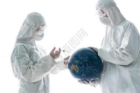 地球合作素材医生拿着注射器和地球背景