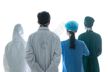 手术帽防疫医务工作者团队背影背景