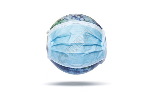 地球球体戴着口罩的地球背景