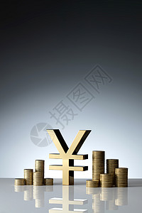 经济货币硬币人民币符号模型和金币图片