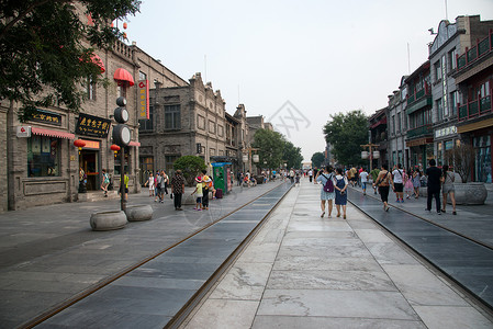 中国大街水平构图发展都市风景北京前门大街背景