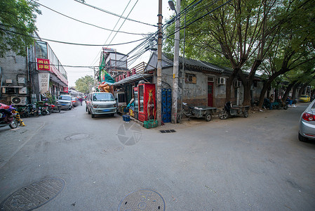 旅游胜地胡同商业区北京后海酒吧街宁静高清图片素材