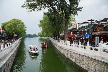 滨水商业街建筑外部旅游胜地摄影北京后海酒吧街背景