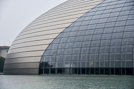 中国首都北京水圆顶建筑首都北京大剧院背景