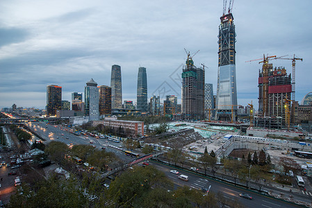 当地著名景点建筑工地水平构图北京CBD建筑图片