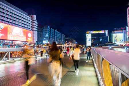 北京西单商业街夜生活高清图片素材