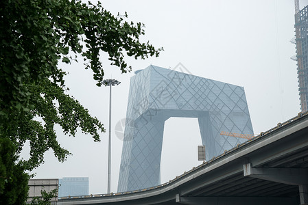 中央电视台旅游北京城市建筑和道路背景