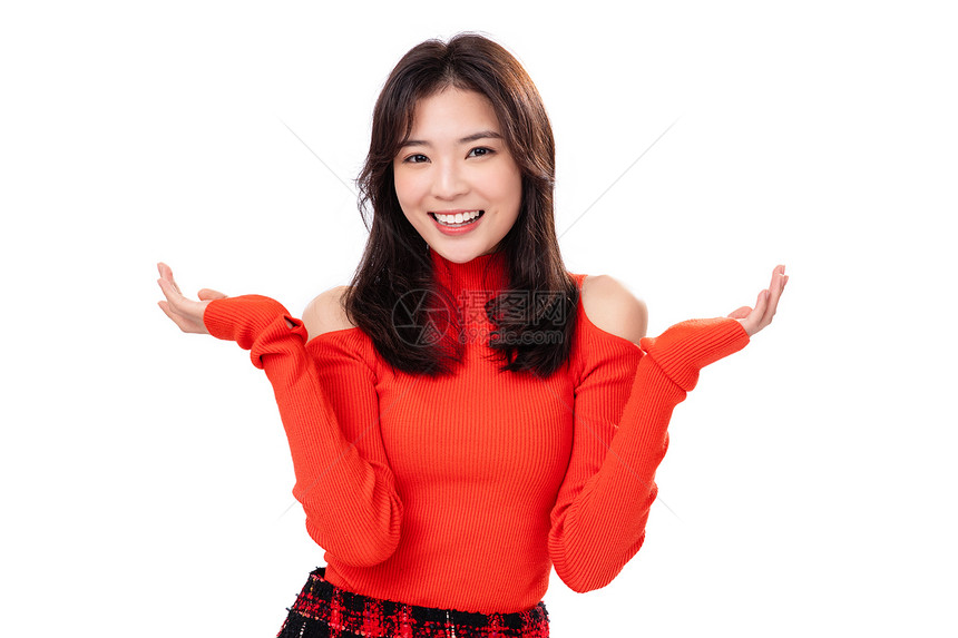 亚洲自信亚洲人一个快乐的青年女人肖像图片