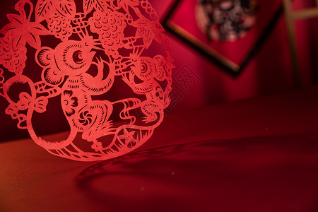彩色剪纸鼠年传统文化彩色图片剪纸背景