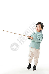 传统服装古典式文化可爱的的小男孩在玩耍高清图片