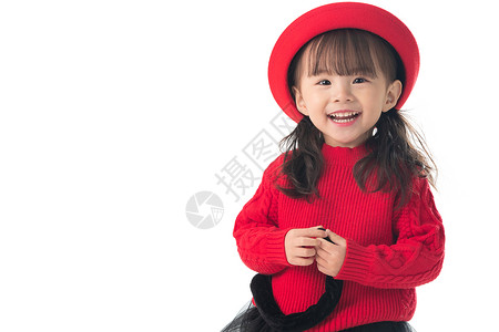 彩色图片童年天真可爱的小女孩过新年图片