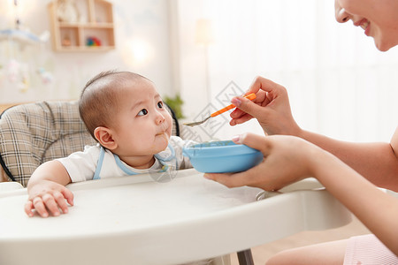 幼儿饮食家庭生活妈妈喂宝宝吃饭背景