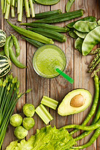 水果蔬菜汁绿色健康新鲜蔬菜和水果背景