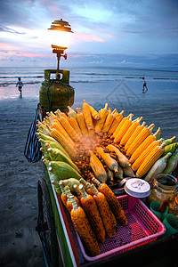 印度玉米巴厘岛海边小吃背景