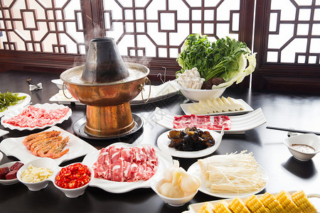 美味的老北京涮羊肉火锅中国高清图片素材