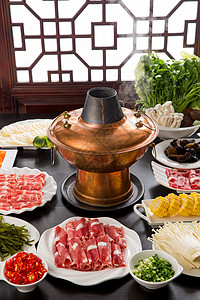 美味的老北京涮羊肉火锅烹调高清图片素材