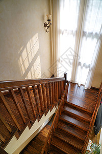 复式样板房木地板宽敞的居室楼梯背景