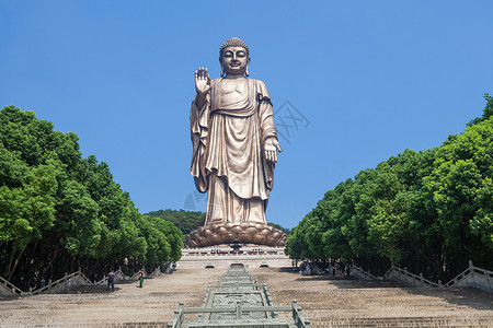 文化旅游胜地建筑外部古典式古老的江苏省无锡灵山大佛背景