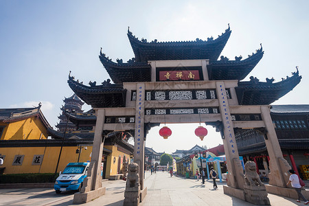 旅游目的地江苏省无锡南禅寺建筑外部高清图片素材